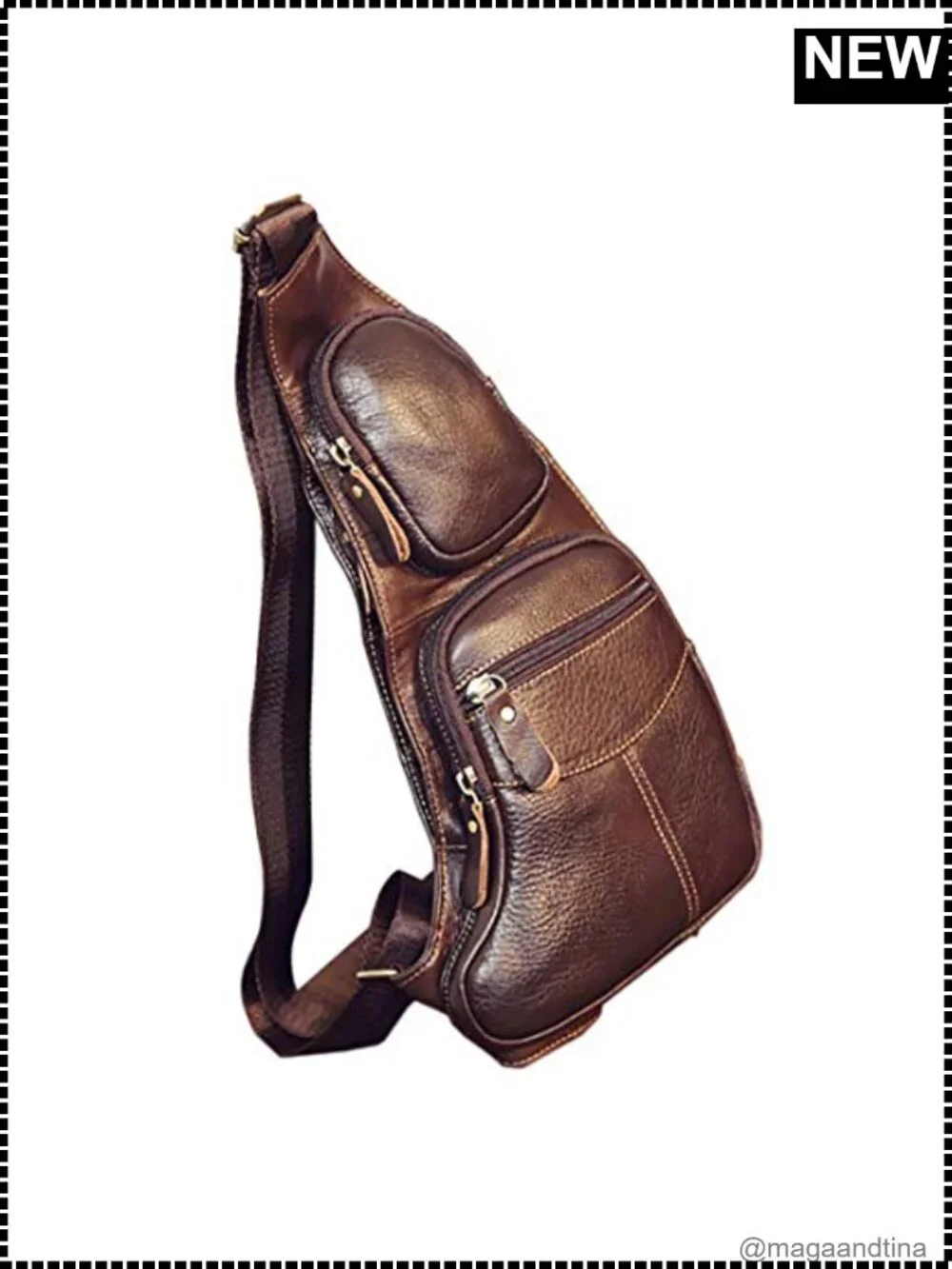 Genuine Leather Sling Bag Crossbody Backpack Chest Daypack for Men Travel